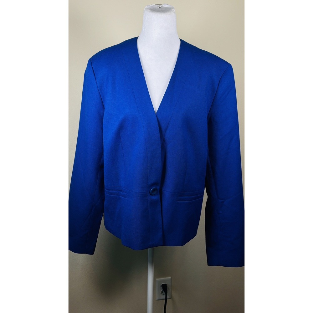 Pendleton Women's Virgin Wool Blue Jacket Blazer 1-button Size 16 Lux Old Money